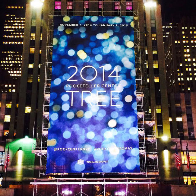 2014 Rockefeller Christmas Outdoor Banner produced by National Flag & Display (NYC)