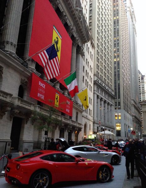 National Flag and Display produces the Custom Banners for Ferrari IPO at New York Stock Exchange.