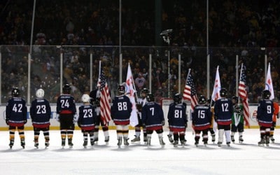 National Flag & Display produces custom Flag Displays for NHL Winter Classic Game at Ann Arbor, MI