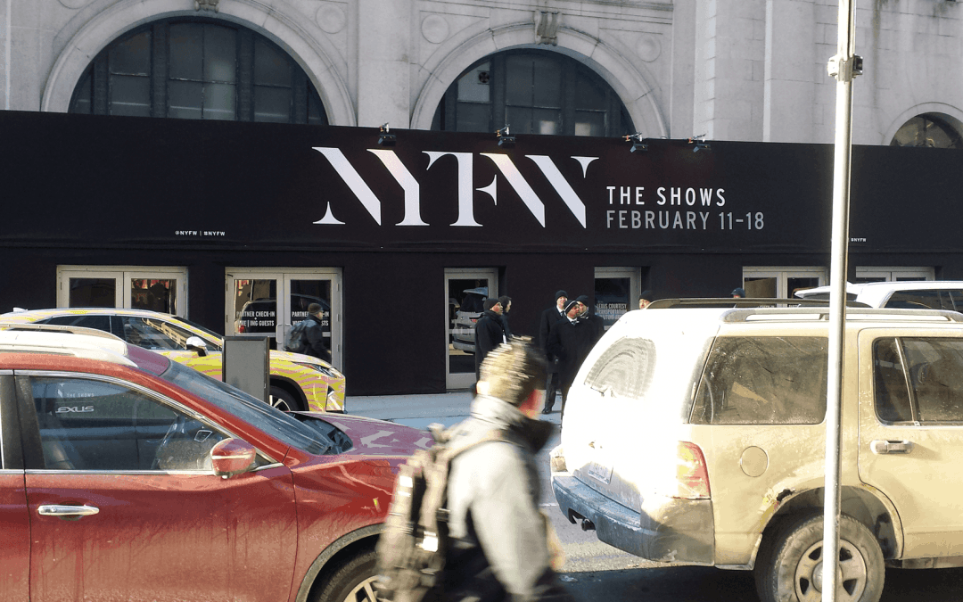 National Flag and Display produces tent wrap for the 2016 New York Fashion Week event, #NYFW. The wrap was printed on Poly Poplin using the Dye-Sublimation printing process.