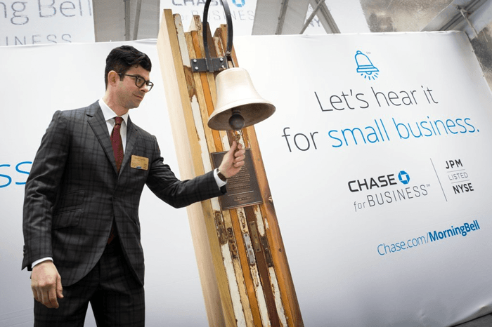 National Flag and Display produces the Custom Banners at the New York Stock Exchange, for Chase for Business. Chase for Business today rang the opening bell and launched a new way to celebrate and promote small businesses.