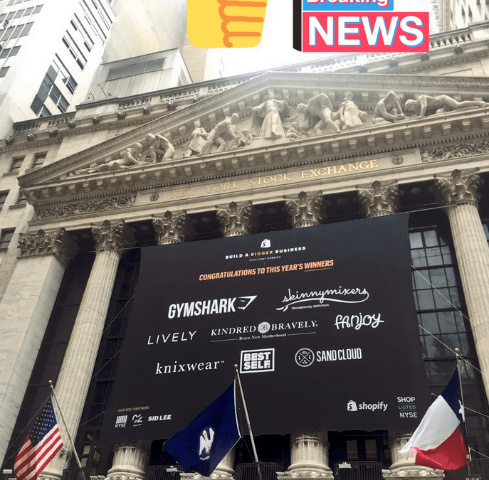 National Flag & Display produces Custom Banners for Shopify Inc. at the New York Stock Exchange