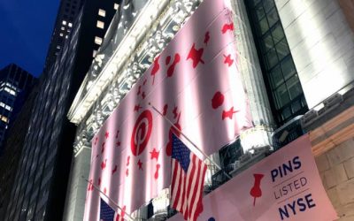 National Flag Display produces Custom Banners at the New York Stock Exchange initial public offering of Pinterest