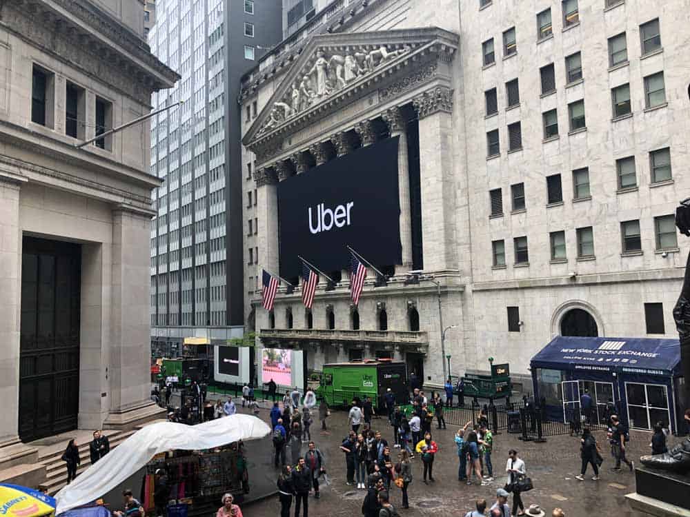 National Flag & Display produces the Custom Banners at the New York Stock Exchange for the Initial Public Offering of Uber.