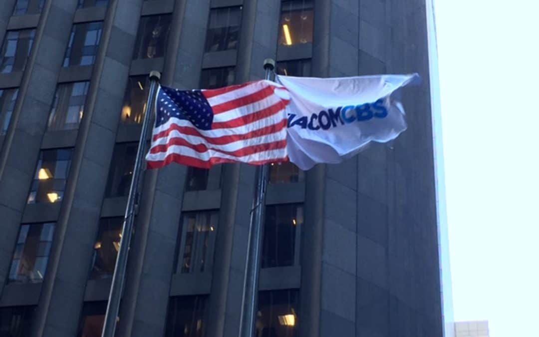National Flag and Display produces a Custom Flag for ViacomCBS. The 2019 merger between CBS and Viacom was completed December 4, 2019.