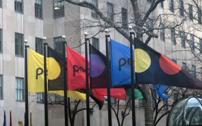 National Flag & Display produces custom flags at Rockefeller Center for NBCUniversal’s new Peacock streaming service