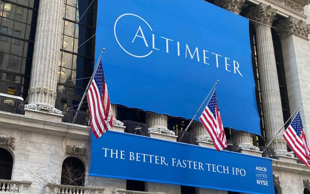 National Flag and Display produces the Custom Banners at the New York Stock Exchange for the Initial Public Offering of Altimeter.