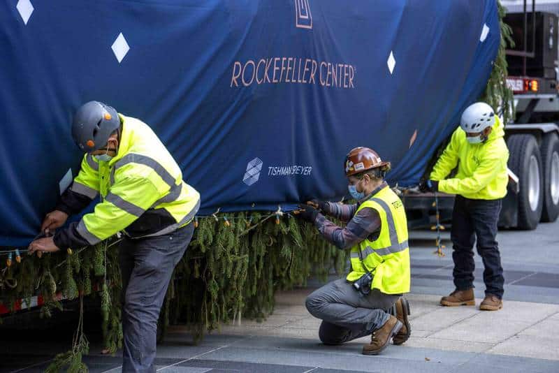 National Flag & Display produces the Custom Banner Tree Wrap for the 2021 Rockefeller Center Christmas Tree.